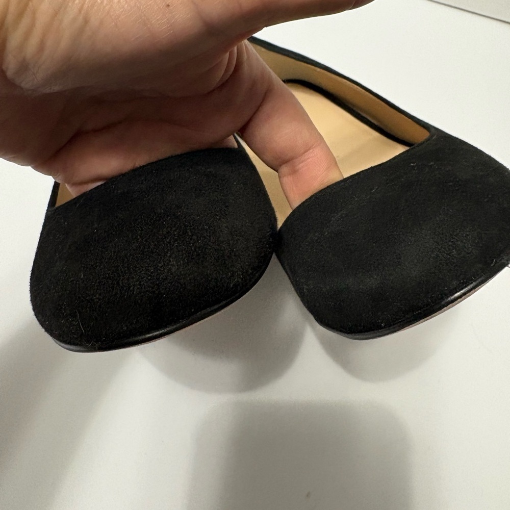 Cole Haan Lainey Ballet Black Suede Wedge Dress Heels w Nike‎ Comfort Sole Round - Picture 6 of 11